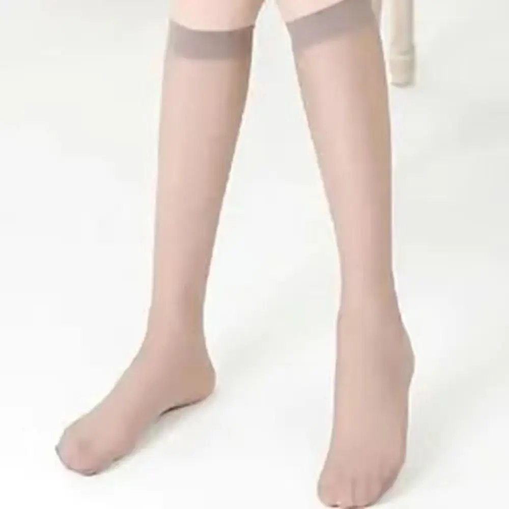 

1 Pair Solid Color Ultra-thin Nylon Stocking Sweat-absorbing Anti-fric Women Long Socks Breathable