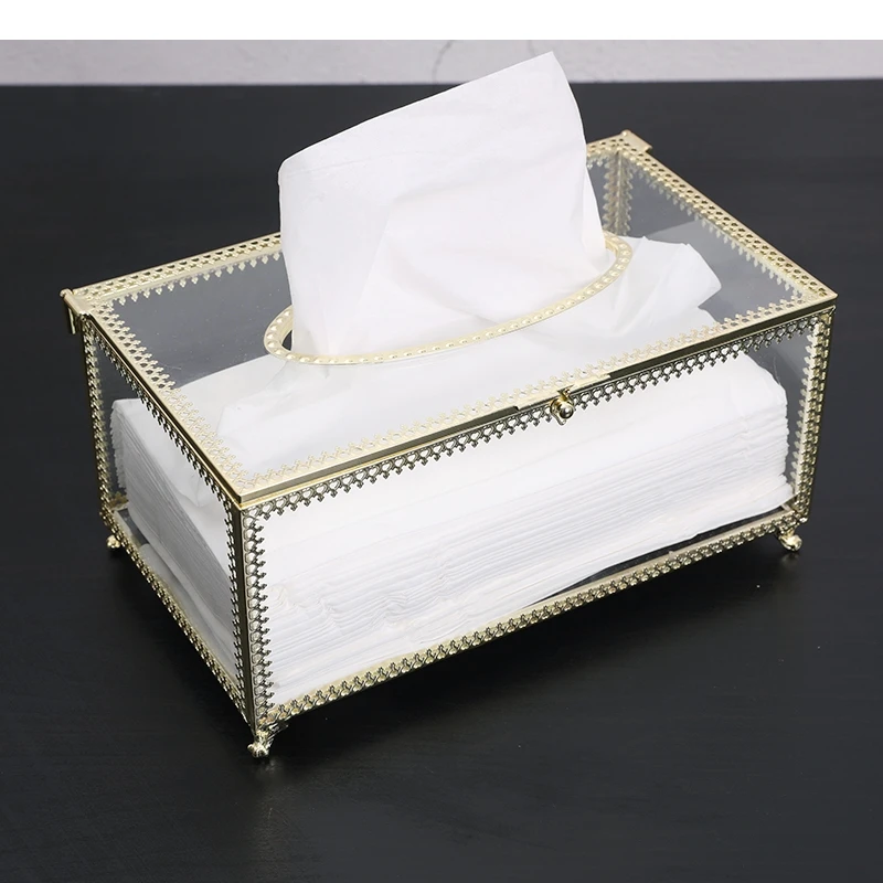 European Glass Tissue Box Simple Living Room Household Transparent Nordic Luxury Light Napkin Tray