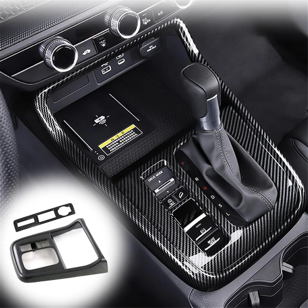 Pour Honda CRV CR-V 2023 2024 LHD Console Centrale Gear Shift Panneau Couverture Cadre Garniture NikAccessoires, ABS Carbone