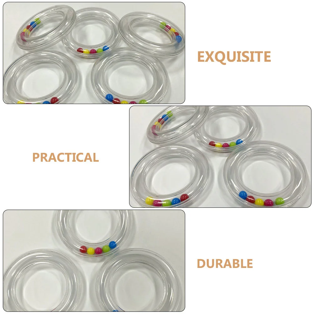 4 Pcs Transparent Circle Rattle Sense of Rhythm Toys Hand Creative Soothing Plastic Baby Rattles Portable