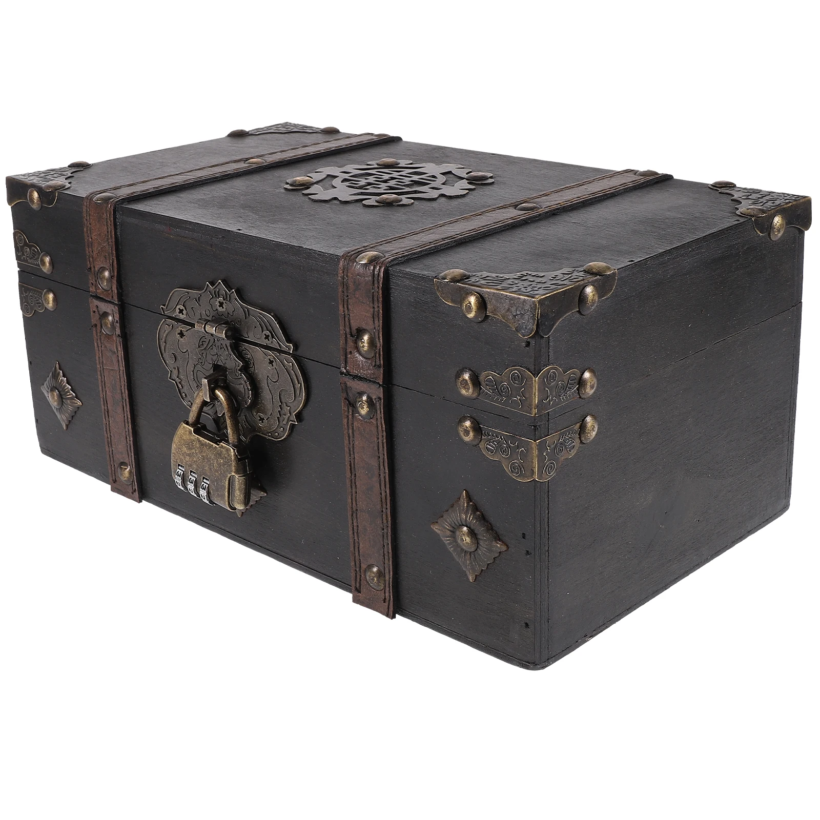 

Retro Wooden Storage Box with Lock 3-Digit Password Gray Color Jewelry Organizer Keepsake Chest for Home Bedroom