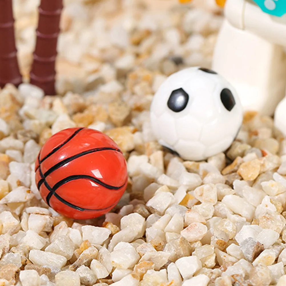 10 Pcs Miniature Sports Ball Micro Landscape Ornaments Soccer Plush Outdoor Playset