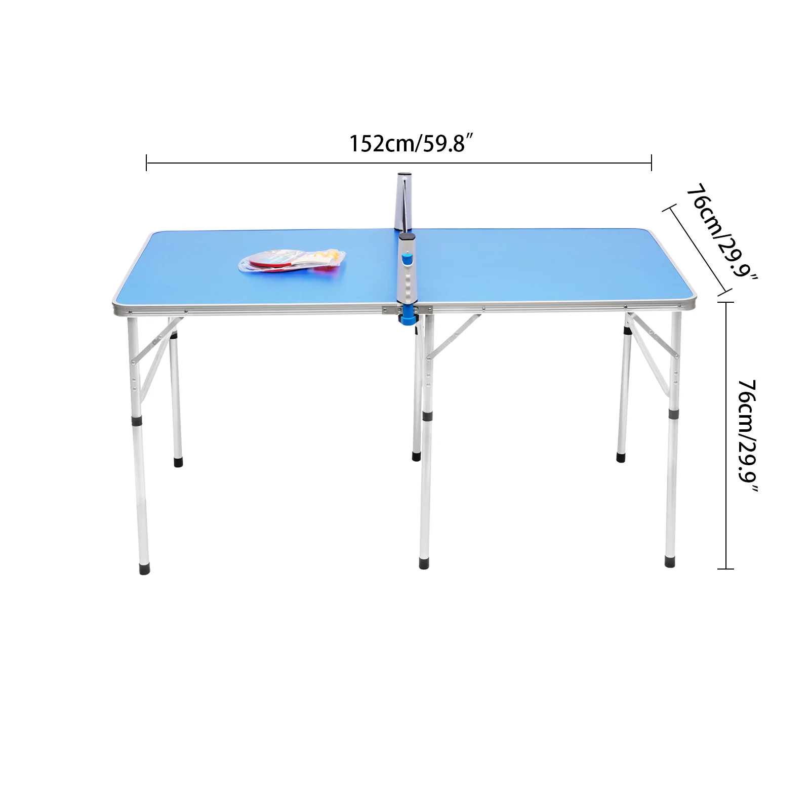 

152 x 76cm Foldable Table Tennis Portable Ping Pong Table Set with 2 Paddles and 3 Balls for Home Use Practice Table Tennis