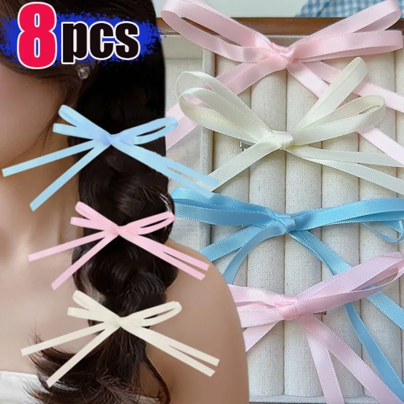 

Bow Ribbon Hairpins Summer Women Girls Sweet Elegant Exquisite Hair Clips Daily Solid Color Braided Double Silk Ribbon Hairpins