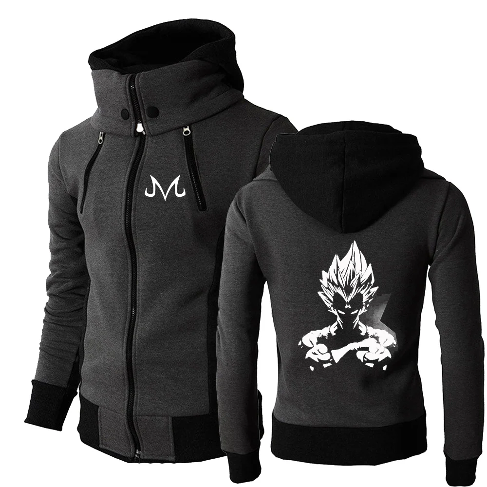 2026 Dragon Ball Vegeta Anime Print Spring And Autumn New Men's Three-color Hoodie Zipper Slim Versatile Fitness Coat