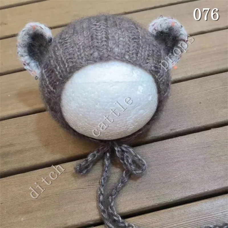 Newborn Photography Props Mohair Ear Hat Studio Clothing Bonnet Cap