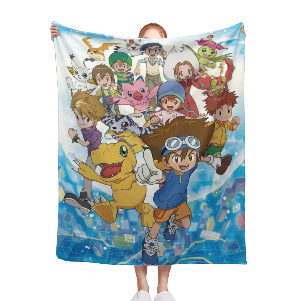 Digimon Medium Blanket Soft comforter sets throw for Couch Warm Flannel Blankets Bedroom Décor