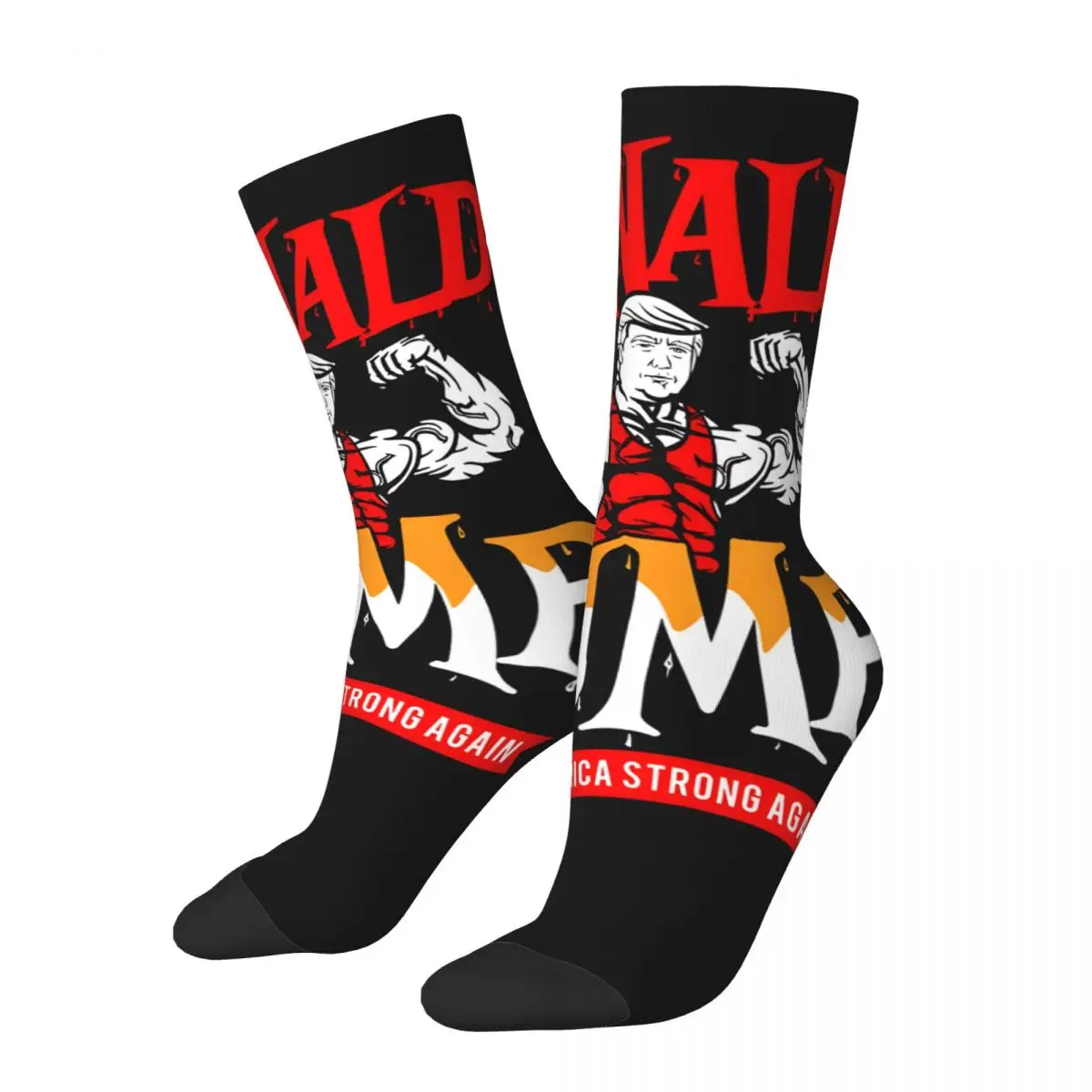 Hip Hop Vintage Donald Pump Make America Strong Again Crazy Men's compression Socks Unisex I support trump Harajuku Pattern