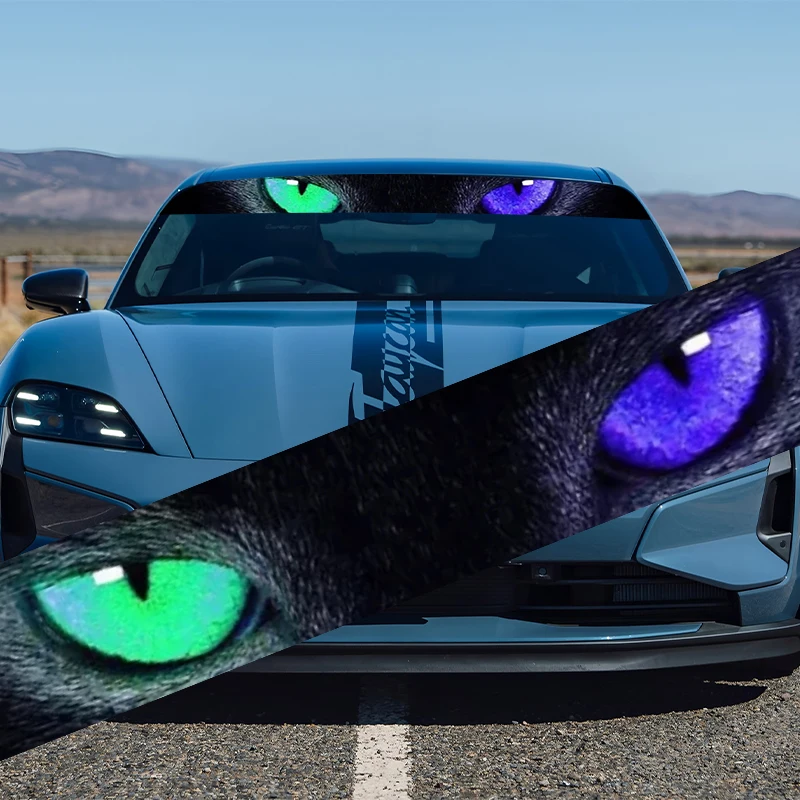 

1-piece set Heterochromatic Cat Eyes Car Front Windshield Sticker Vinyl Decal Truck SUV Banner Creative Decoration