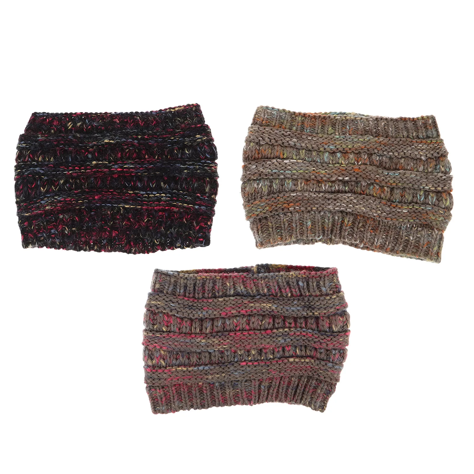 

3Pcs Women's Warm Knit Headbands Soft Fleece Lined Thick Elastic Ear Warmers Stretchy Vintage Crochet Headbands for Winter Daily