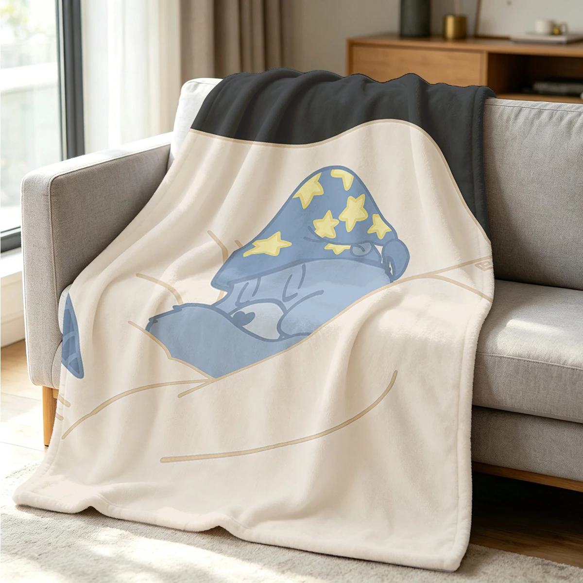 Sleepy Bear Flannel Blanket Warm Soft Halloween Christmas Couch Warm Cozy Decorative Decor Gift for All Season