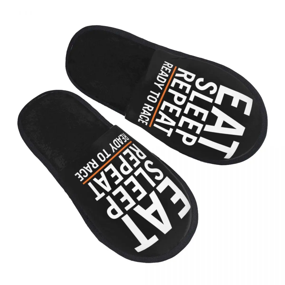 Custom Ready To Race Guest Slippers for Hotel Women Eat Sleep Repeat House Slipper