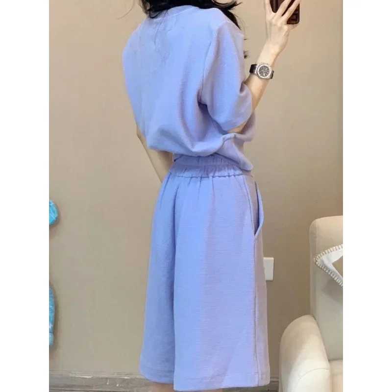 Xgoth, pantalones cortos elegantes para mujer, traje de dos piezas/una sola pieza para mujer, novedad de verano, camiseta de manga corta a la moda, pantalones cortos deportivos informales