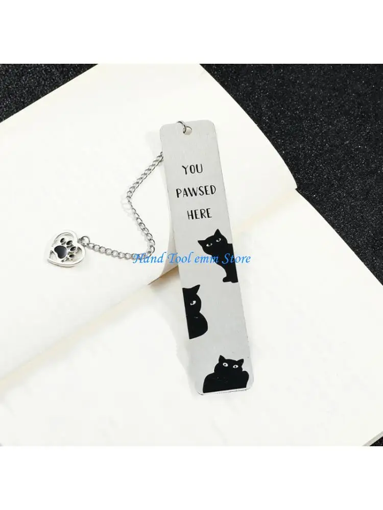 H37F Stainless Steel Bookmarks Kitten Bookmarks Page Divider for Reader Student