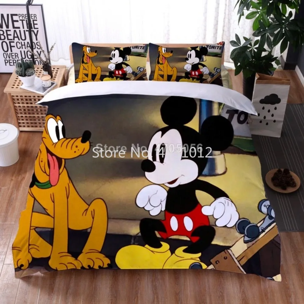 

Disney Mickey Mouse Couples Red Bedding Set Boys Girls Pillowcase Duvet Cover Bedlinen Sets Twin Full Queen King Size Kids Gifts