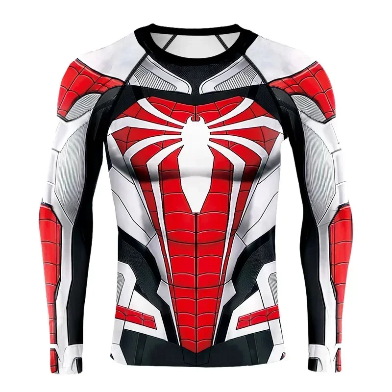 Spider Man Fitness T-shirt  Long Sleeve Cosplay Costume Superhero Tight Fitting Clothing Sports Training Fitness Tops Man Gift