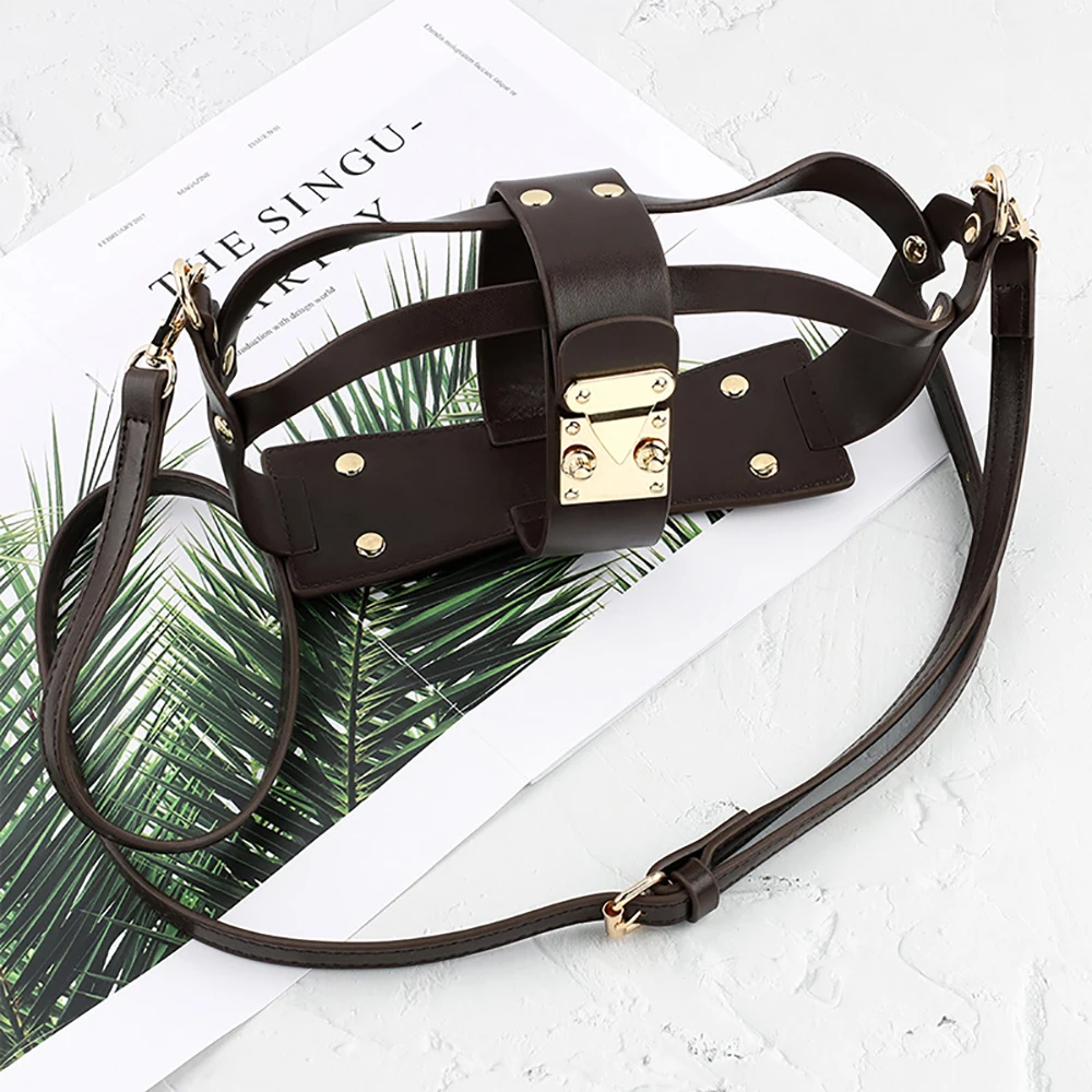 DIY جوفاء Encasement تحويل Crossbody حمل حقيبة مجموعة بولي Leather الجلود حزام الكتف قابل للتعديل للنساء حقيبة يد أكياس الملحقات