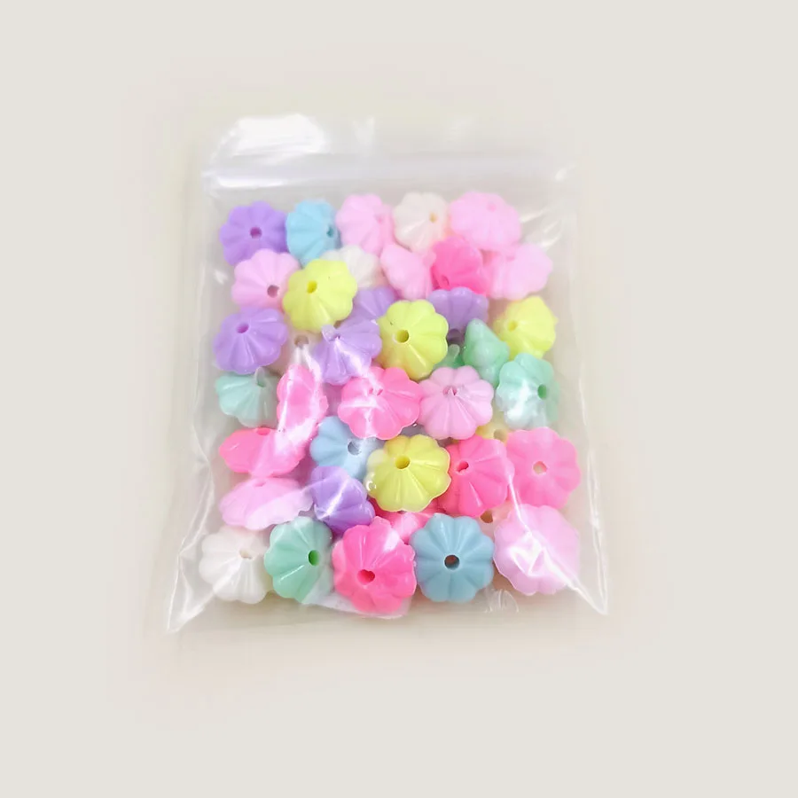 40pcs/bag Loose Mix Cute Acrylic Beads with Hole For Crafted Flower Geometry  Children Necklace Bracelet Pendants Jewelry Making