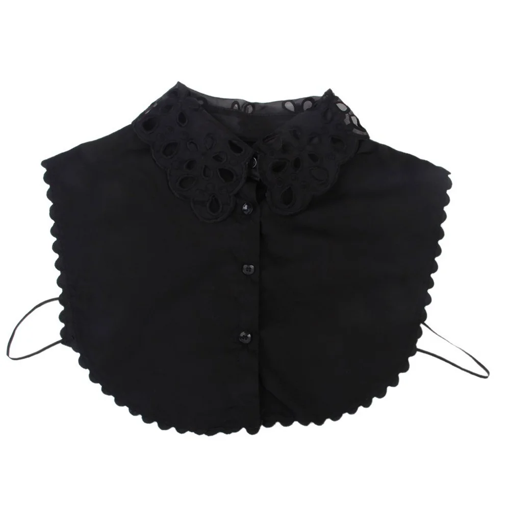 

Women Black Floral Lace Fake Collar Embroidered Detachable Removable Half Shirt Collar for Dresses Sweaters Blouse