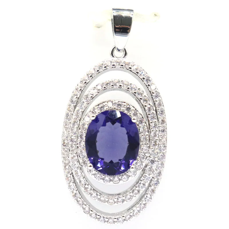 

Buy 3 Get 1 Free 41x19mm Beautiful Purple Spinel Pink Tourmaline CZ Silver Pendant