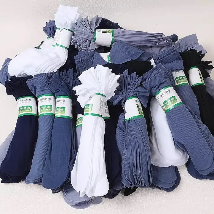 10 Pairs Bamboo Fiber Thin Men Socks for Summer Breathable Non-slip Long Tube Sock Men Ice Silk Sports Socks Leather Shoes Socks