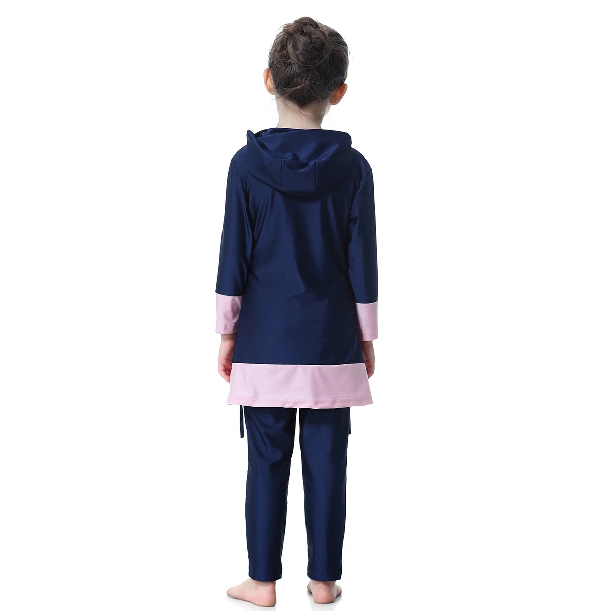 Lovely Muslim Girls Swimwear Burkini Baby Child Teens 1-16Y Islamic Hooded Swimsuit Full Cover Quick Dry Hearts Printing image 6