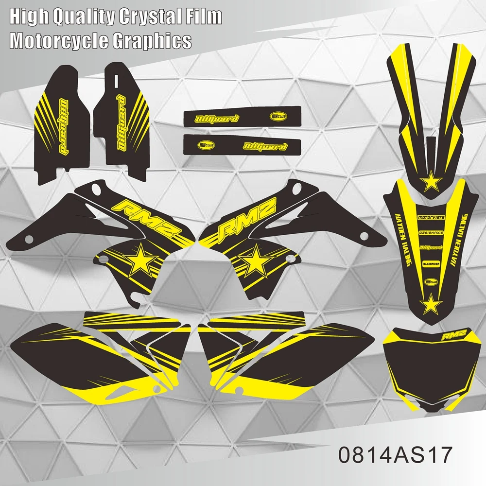 Full Graphics Decals Stickers Motorcycle Background Custom Number Name For SUZUKI RMZ250 RMZ 250 2010-2018