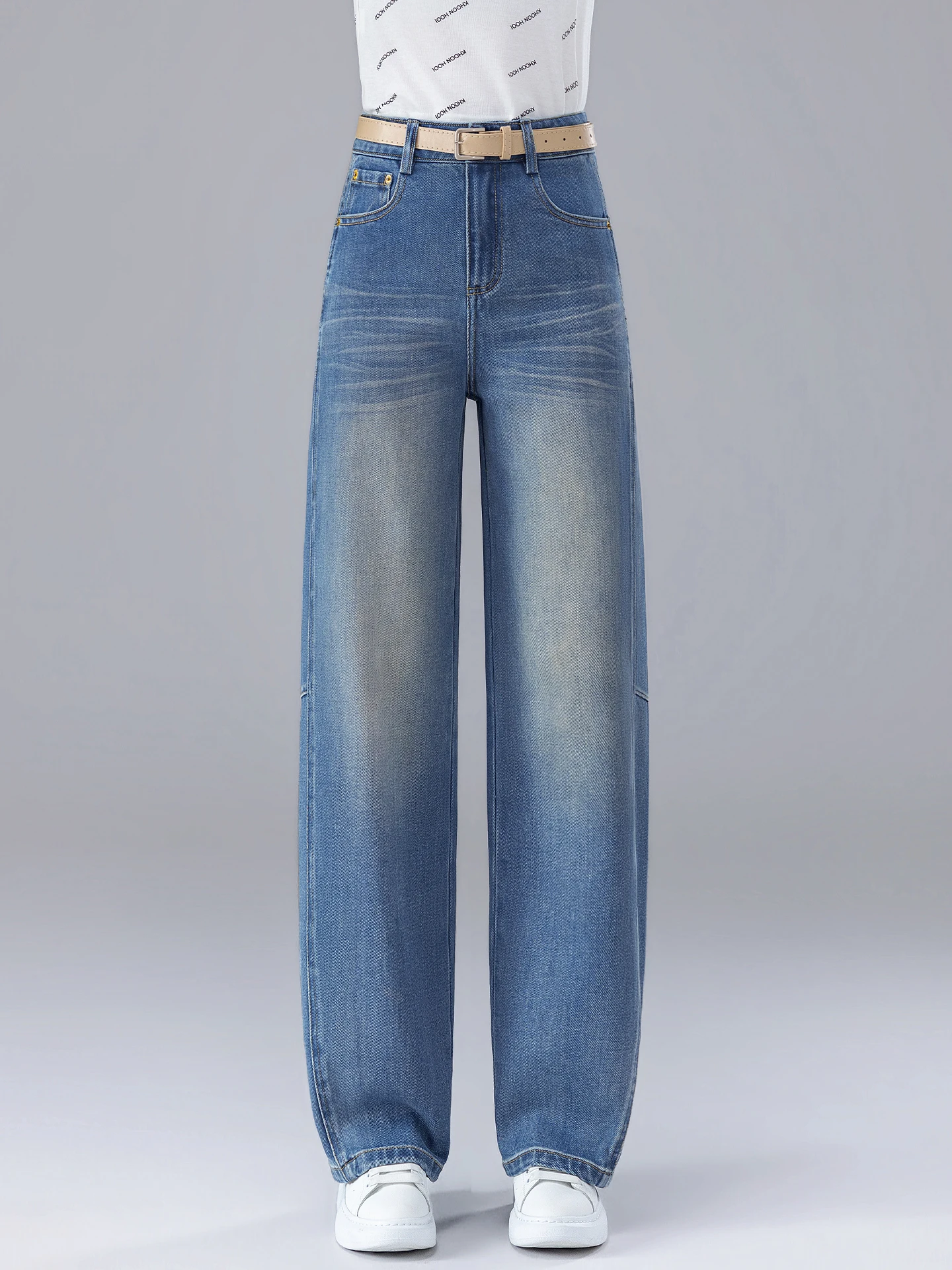 

Slim Wide Leg Knife Jeans Women's High Waist Straight Leg Nine Crop Knife Pants Casual Comfortable Breathable Cotton Blend