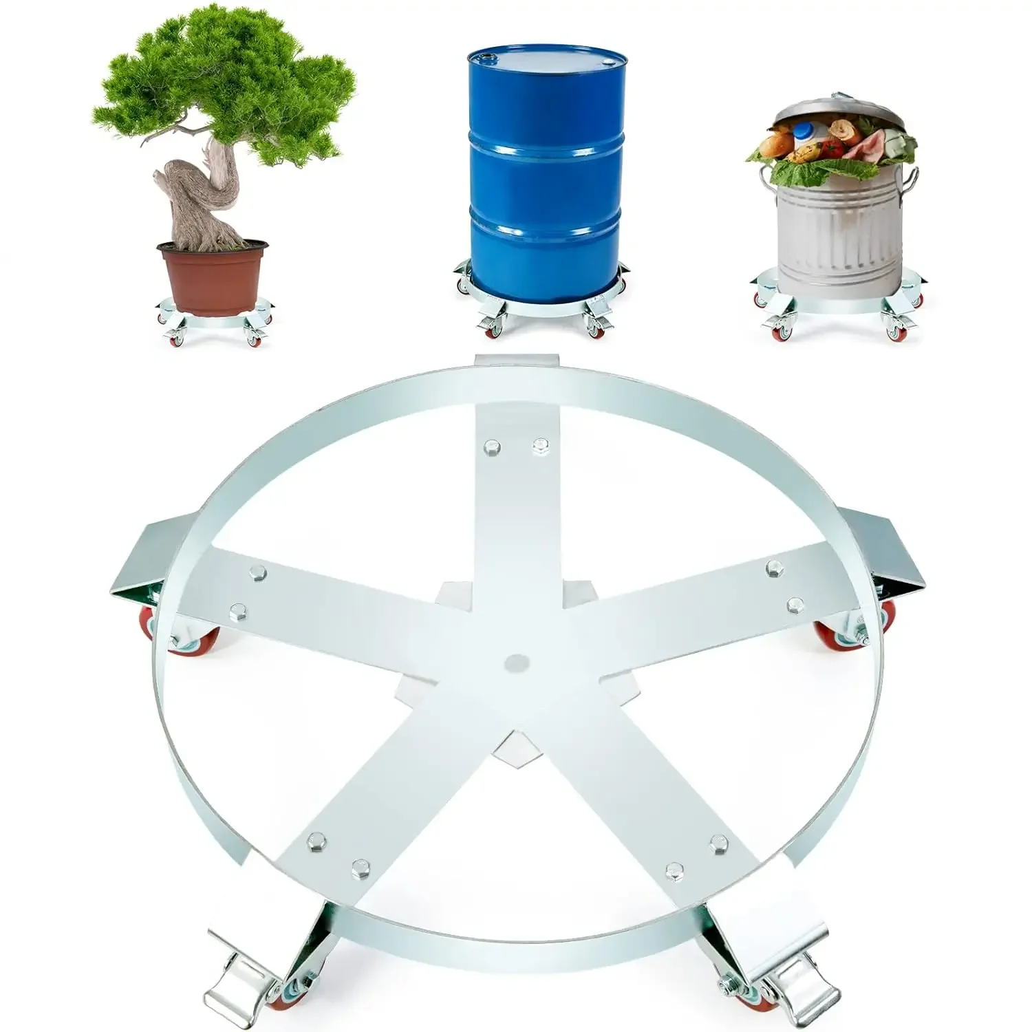 

55 Gallon Heavy Duty Drum Dolly, 1250lbs Load Capacity, Barrel Dolly Cart Drum Caddy, Non Tipping Hand Truck Capacity Dollies