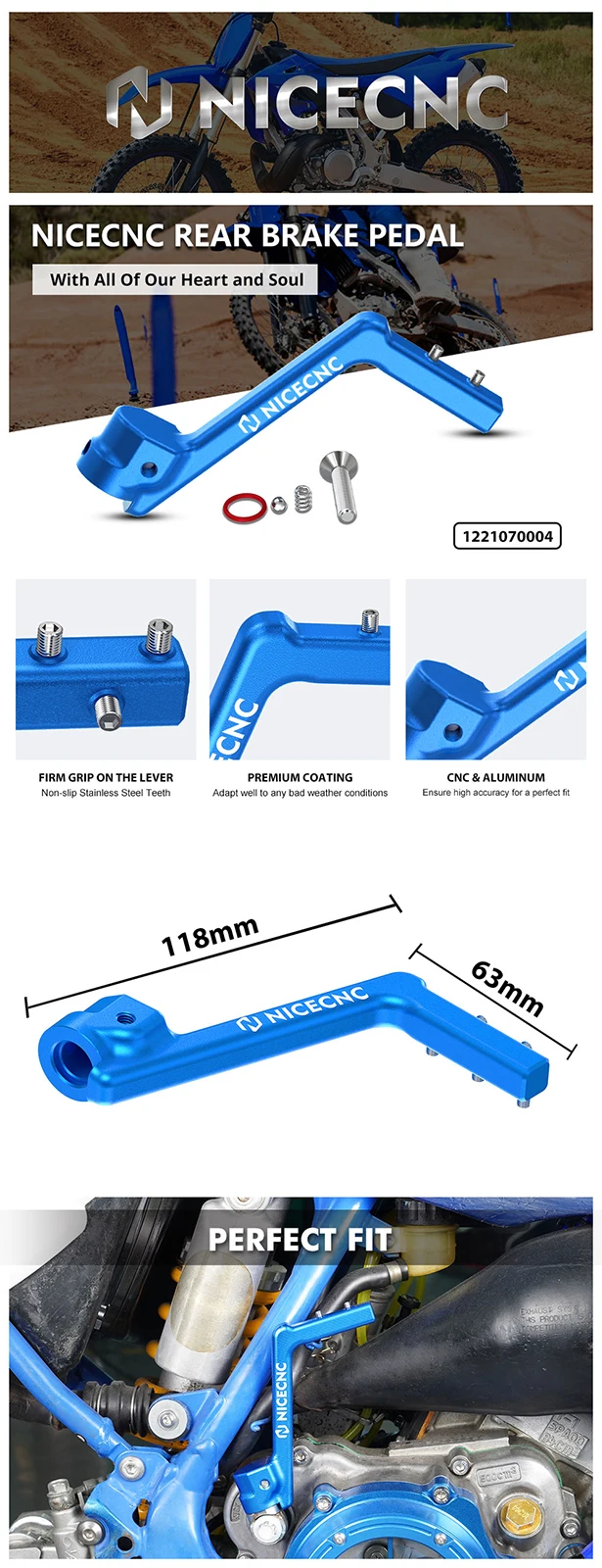 NICECNC Für Yamaha YZ85 YZ 85 2002-2018 2017 2016 2015 2014 2013 Aluminium Hinterradbremshebel & Kickstarterhebel Motorrad – Detail 2
