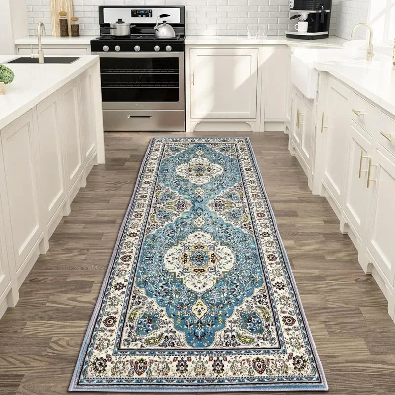 Machine Washable Easy Fold Carpet Bohemian Style Bedroom Carpets Soft Non-Slip Corridor Rug Easy Care for Room Play Rugs Tapis