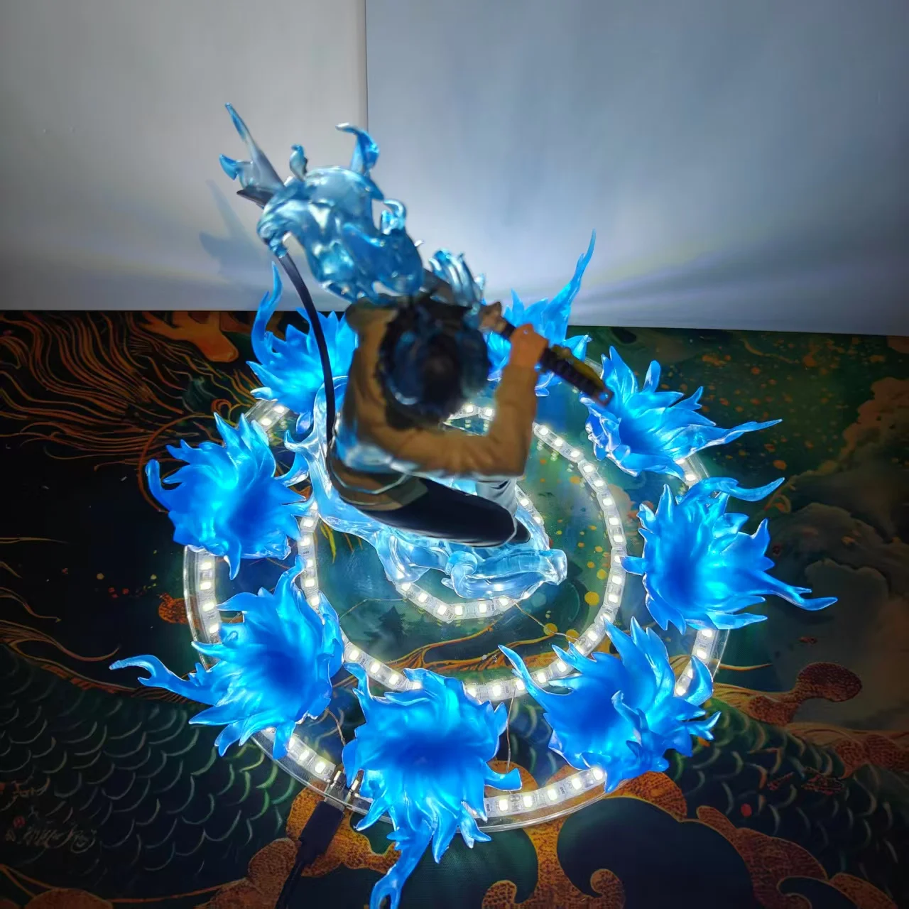 Ao geen Exorcist Anime Okumura Rin Vlammen van Satan Blauw DIY Model Beeldje Actiefiguren & Basis & Lamp Collectie Decoratie