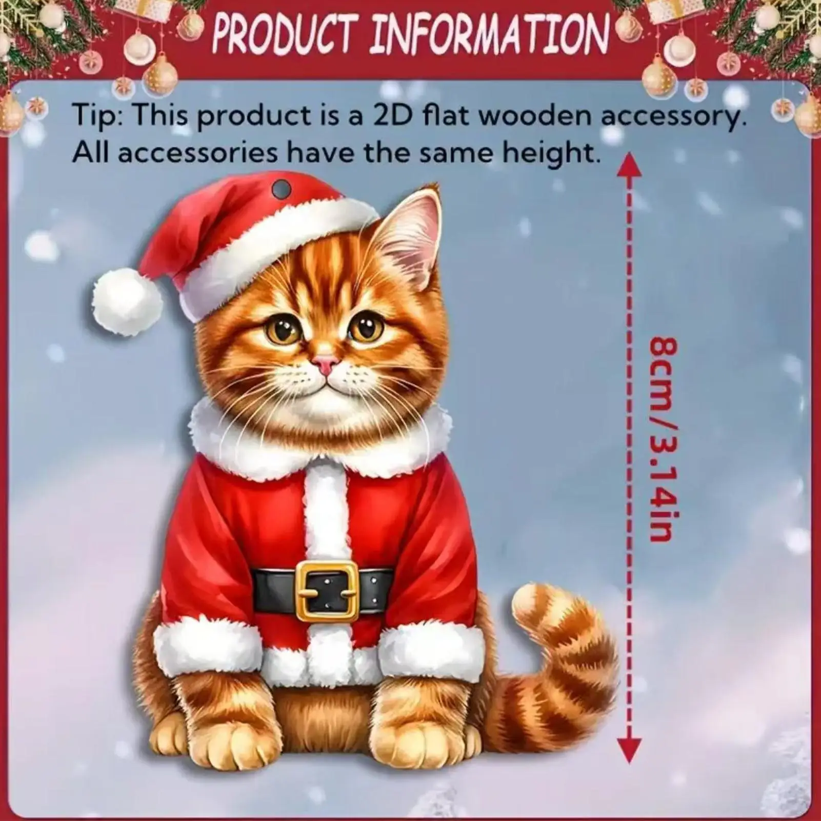 24 peças gato ornamento de natal enfeites de árvore de natal de madeira pingente de férias para casa apartamento sala de estar cozinha