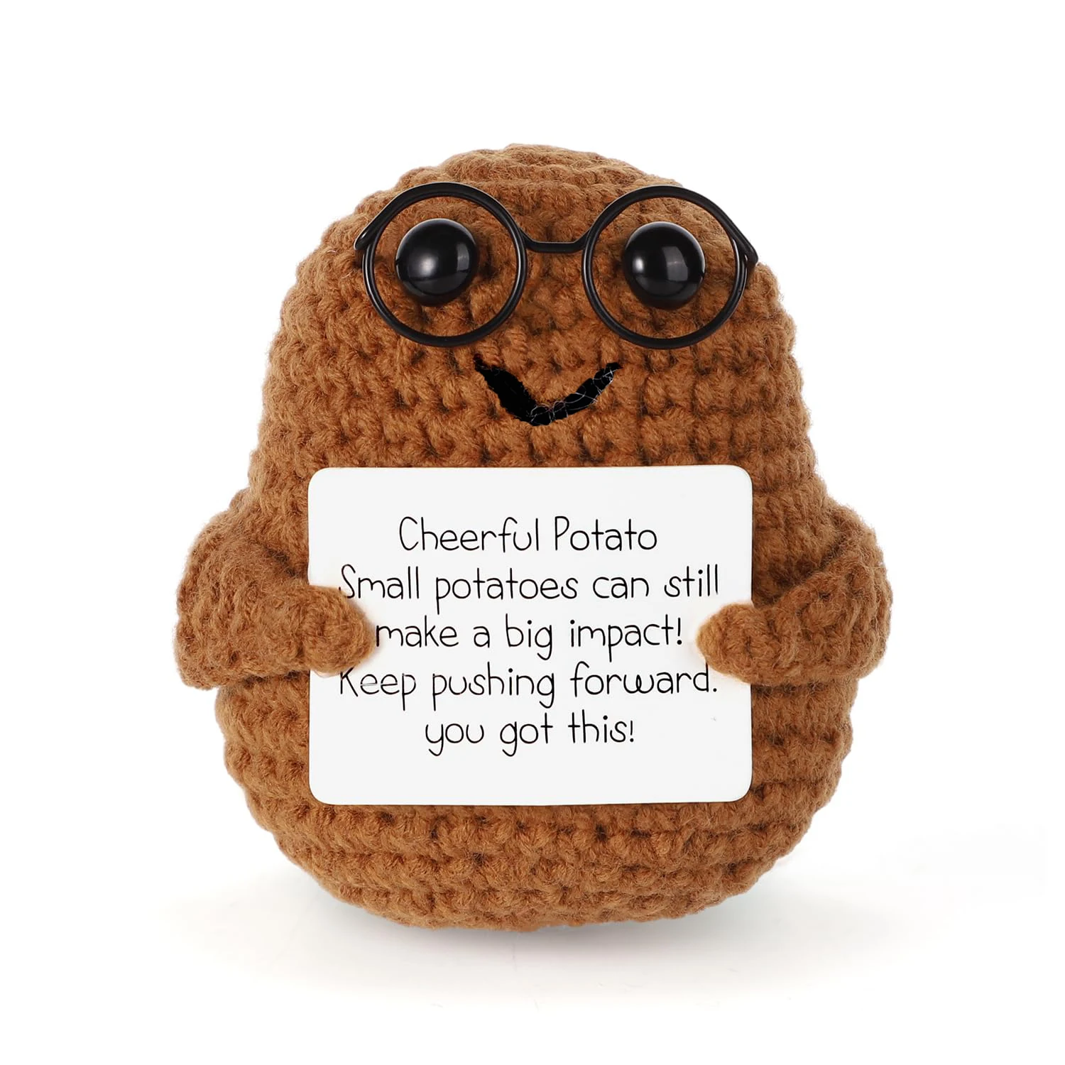 Mini Crochet Plush Toy Positive Potato Gift, Emotional Encouragement and Support Decorative Plush Toy, Valentine's Day Gift Toy, Birthday Gift for Men and Women, Inspirational Encouragement Gift, Handmade Crochet Emotional Encouragement Gift