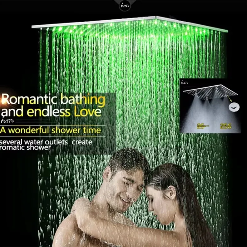 

Wholesale Bathroom Faucet Accessories 50x50cm 2 Function LED Overhead Shower Large Rain ,mist