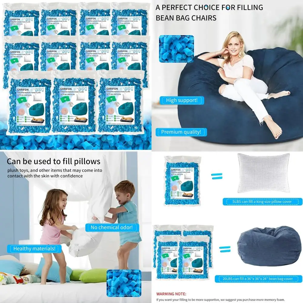 55 Pounds Shredded Memory Foam Pillow Bean Bag Filling for Comfort and Punching Bags
