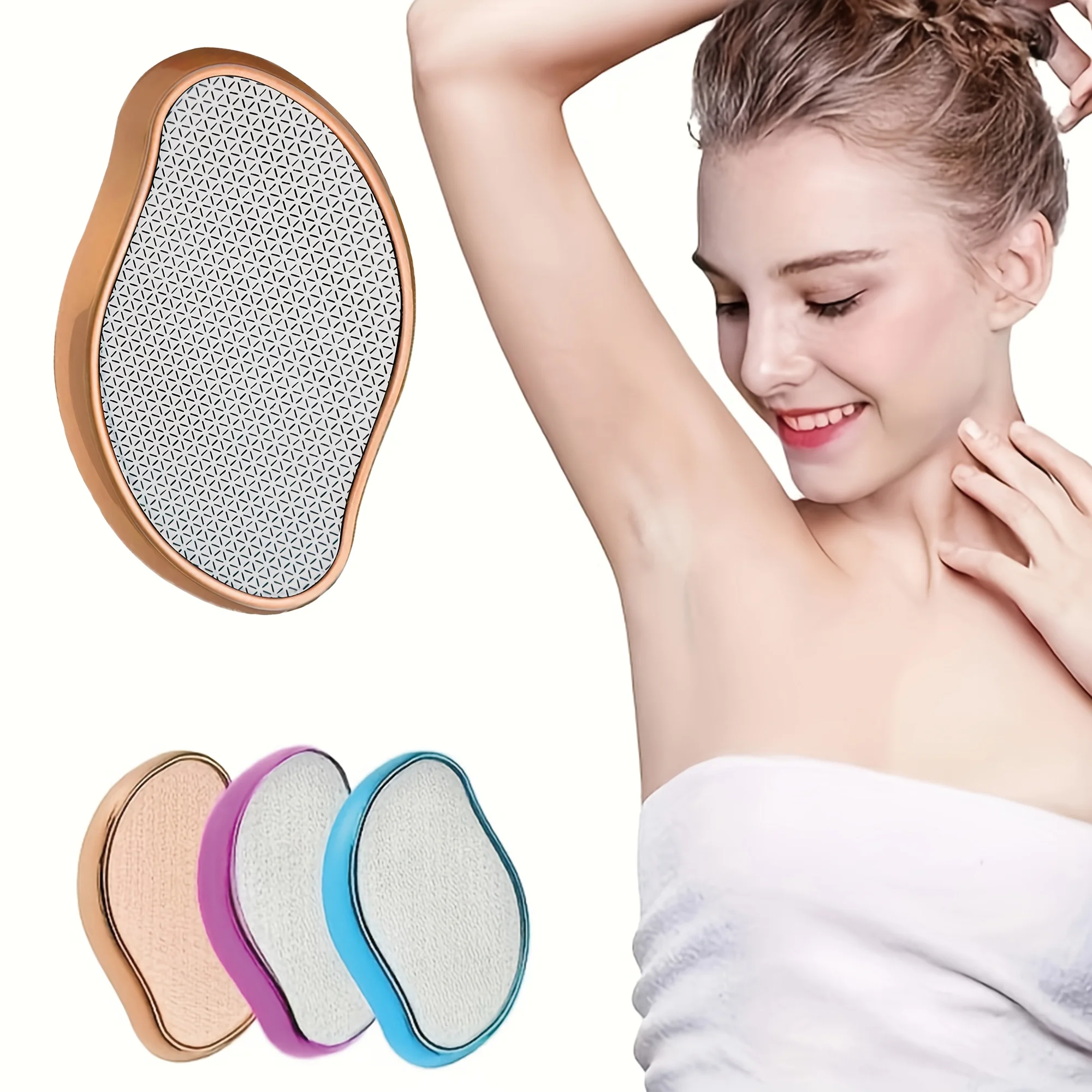 Crystal Epilator - Painless Hair Removal Tool for Men and Women, Reusable Exfoliating Pads for Smoothing Legs, Arms and Body