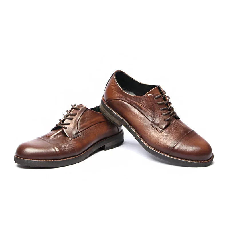 Fashion Highquality Retro Cowhide Men's Shoes Casual  all Genuine Leather Brown black Formal Business Derby Shoes