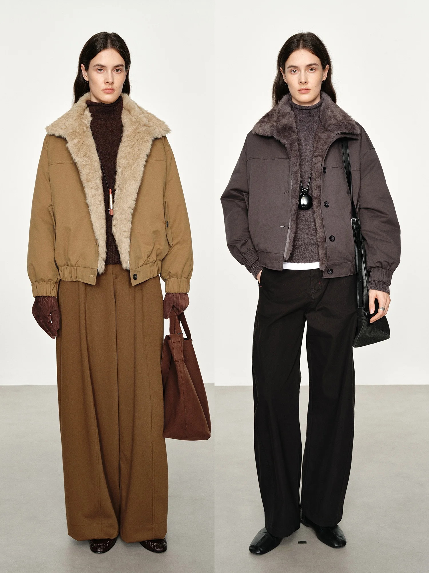 

Retro Workwear Sle Loose Casual Detachable Fur Collar down Jaet ort Biker Coat Warm Outerwear Women Winter Nylon