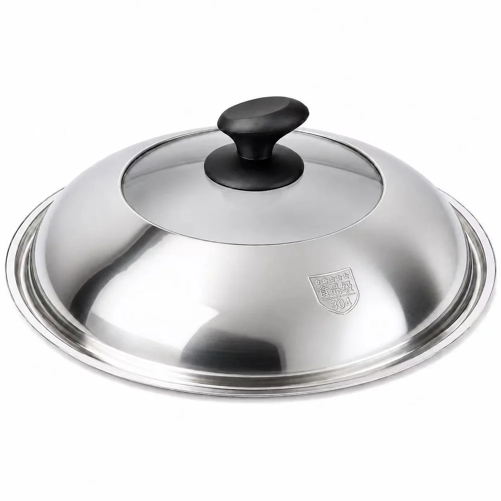 304 Stainless Lid Stainless Steel Pot Lid For Simmering Soups Black Rust Resistant Material Smooth Rolled Edge