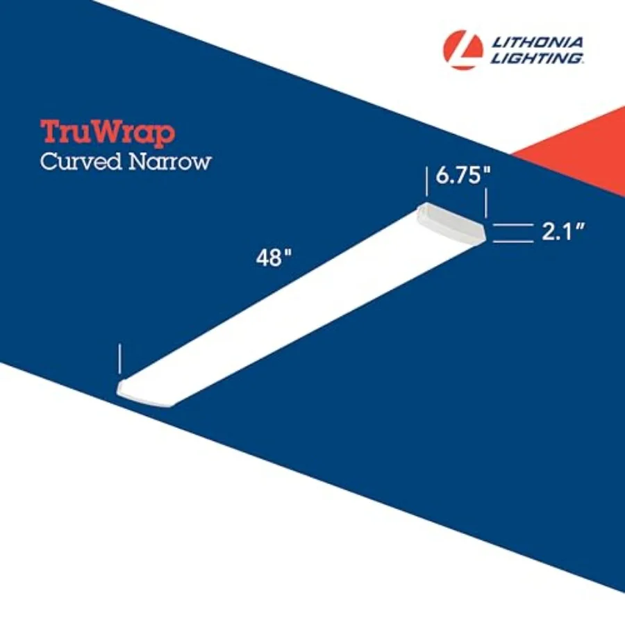 TruWrap 4 Feet LED Ceiling Light Fixture Low-Profile Wraparound LED Shop Light Adjustable Lumens Selectable Warm White/Cool Whi
