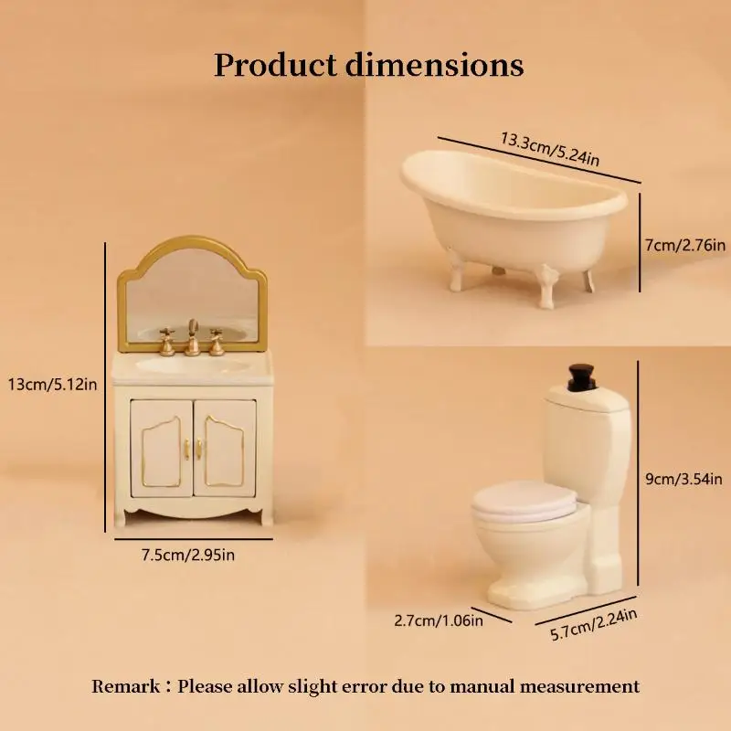 1/12 Simulazione casa delle bambole Vasca da bagno WC Lavabo Armadietto Modello Casa delle bambole Mobili da bagno Decorazione Accessori per casa delle bambole