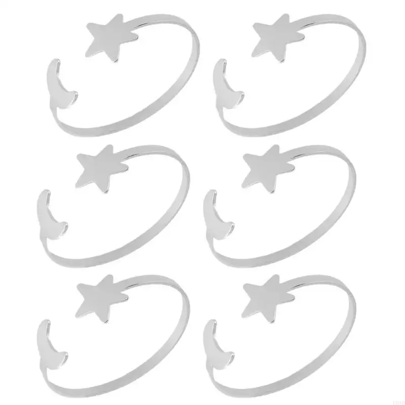 H8WB Moon and Star Table Napkin Accent Set of 6 for Party Meal Use