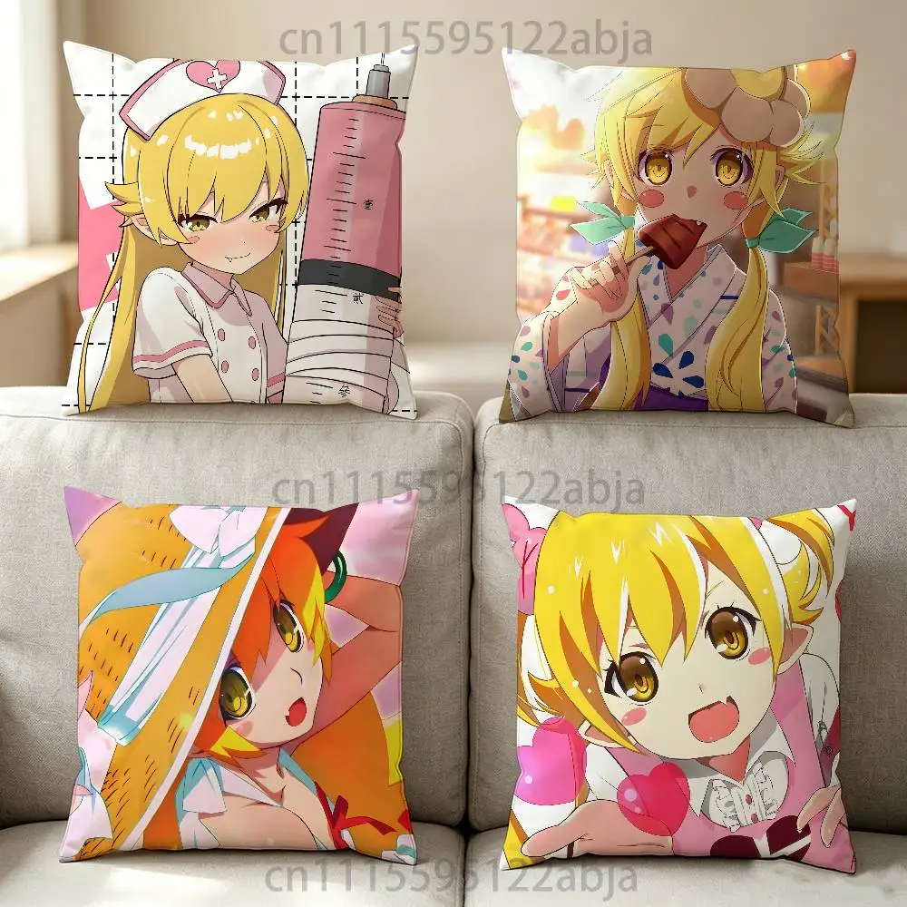 S-Shinobu Oshino M-Monogatari Series Throw Pillow Case 40x40cm Decoration DIY Square Chair Pillowcase Pad Cover