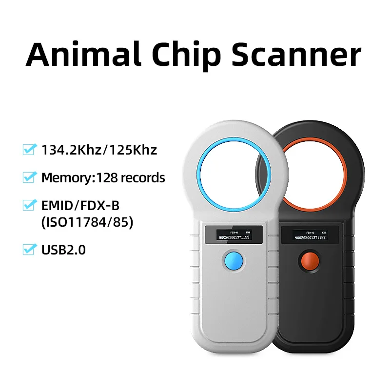 Lector de identificación RFID portátil de 134,2 KHz, EMID FDX-B125KHz, escáner de microchip para mascotas, gatos, peces, perros, vacas, ovejas, etiqueta de oreja