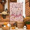 Skeletons Garden Flag, Fanciful Festive Ballet Pumpkins Halloween Peach Double Sided Burlap Yard Decorative Flags for Outdoo llz
