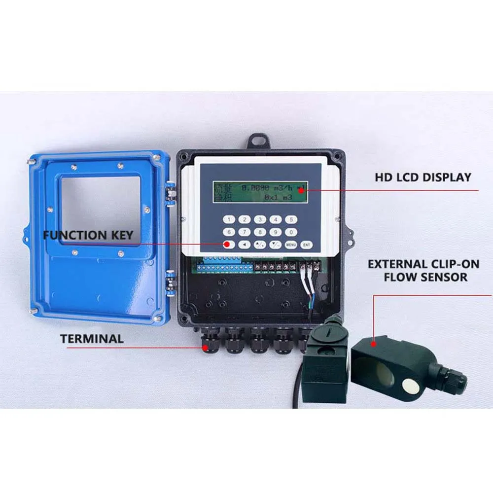 Pijptype Ultrasone Flowmeter Externe Klem Type Ultrasone Sensor Sonde Split Type Ultrasone Warmte En Koude Meter