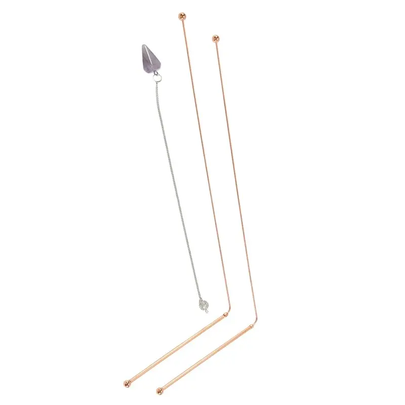 【AA86】Copper Dowsing Rods, 99.9% Pure Copper Divining Rod For Tracing Spiritual Energy 2Pcs( Includes 1 Pendulum )