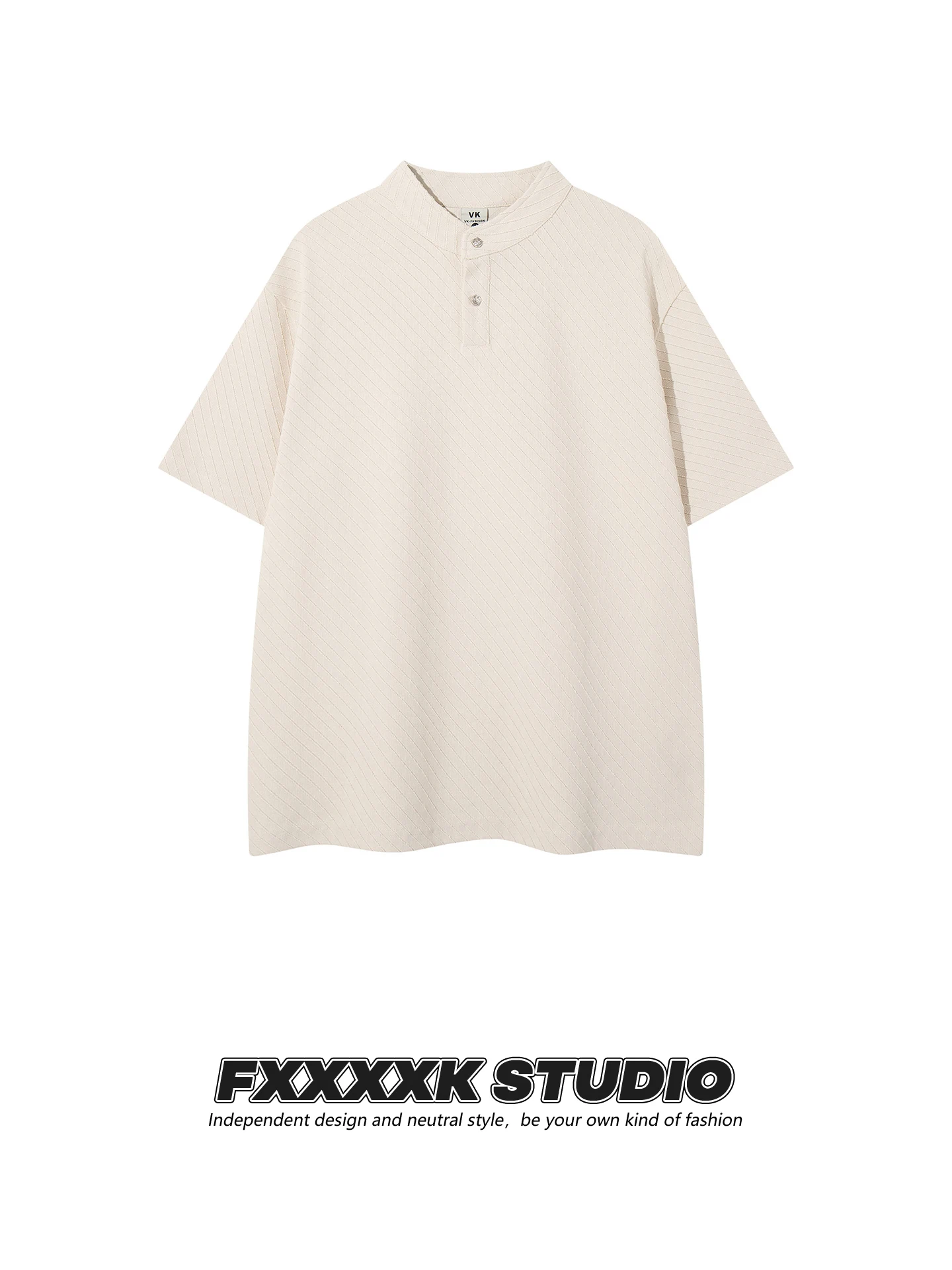 

Мужская футболка FXK Original American Retro Texture с воротником-стойкой, свободного кроя, повседневная, летняя, оверсайз, с коротким рукавом, дышащая.