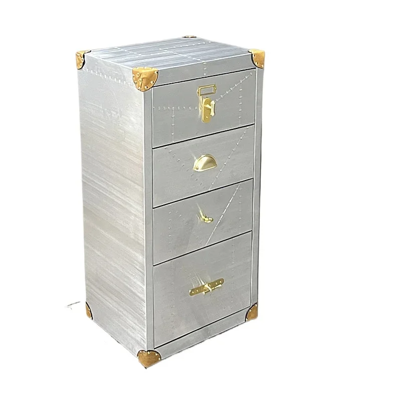 

American retro industrial style living room dining side chest of drawers villa personalized creative storage space aluminum